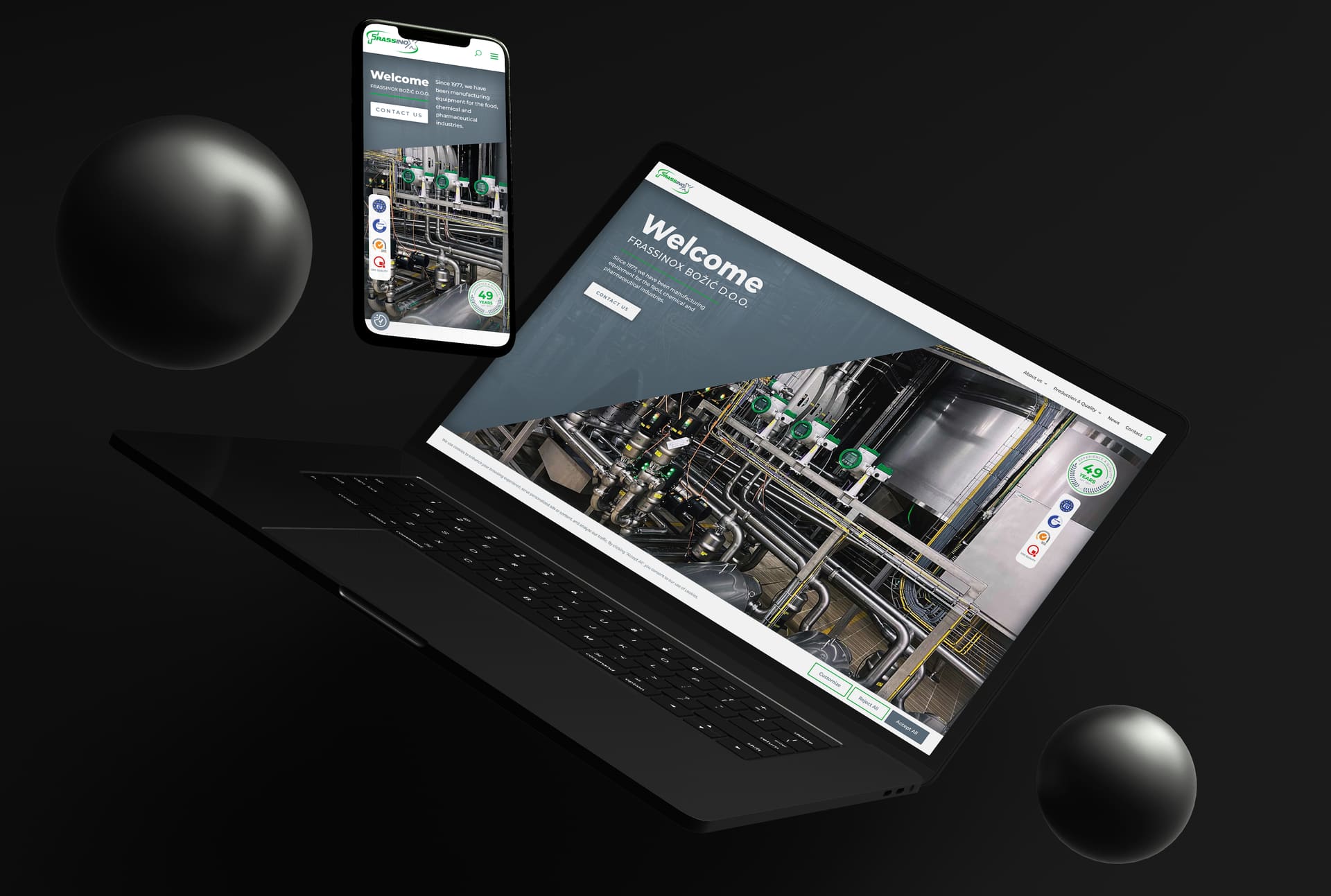 Frassinox - izrada web stranice za metalnu opremu za prehrambenu i kemijsku industriju - Red Sun