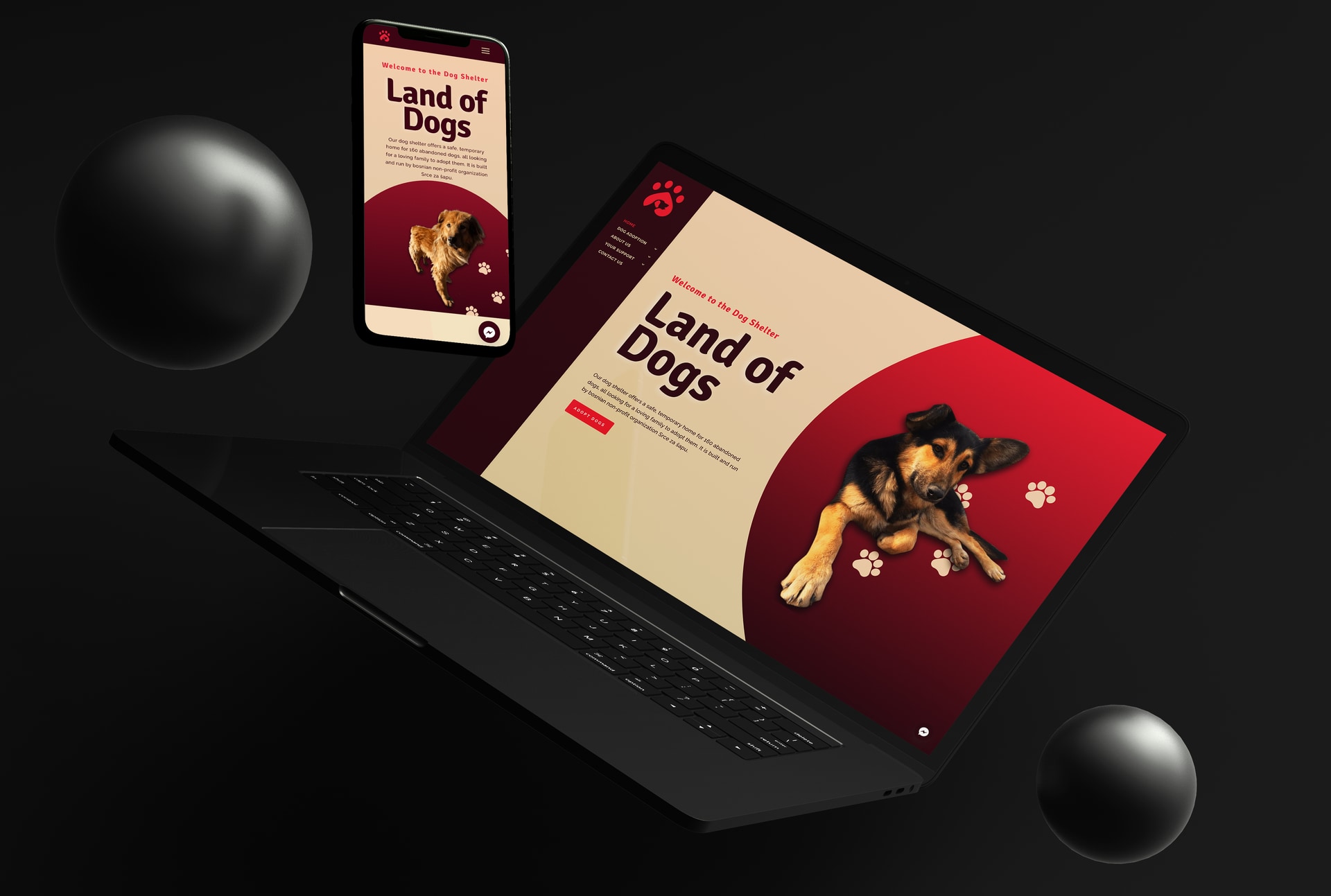 Srce za šapu - Izrada web stranice za azil za pse - Red Sun